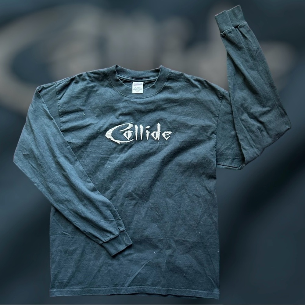 Vintage Collide T Shirt Anvil Long Sleeve Mens SZ  Large black